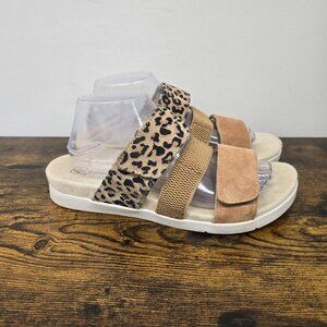 Spenco Tessa Comfort Sandals Three Strap Leopard Print Women's Size 9.5B